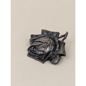 antique alpaca silver rose brooch